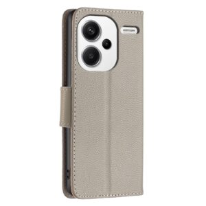 Xiaomi Redmi Note 13 Pro Plus 5G Θήκη Βιβλίο Γκρι Litchi Texture Pure Color Phone Case Grey