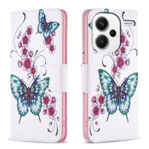 Xiaomi Redmi Note 13 Pro Plus 5G Θήκη Βιβλίο Colored Drawing Pattern Phone Case Flowers Butterfly