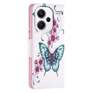 Xiaomi Redmi Note 13 Pro Plus 5G Θήκη Βιβλίο Colored Drawing Pattern Phone Case Flowers Butterfly