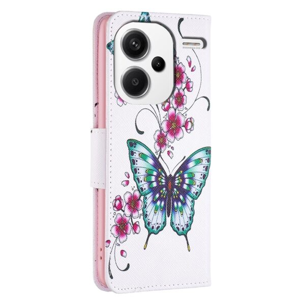 Xiaomi Redmi Note 13 Pro Plus 5G Θήκη Βιβλίο Colored Drawing Pattern Phone Case Flowers Butterfly