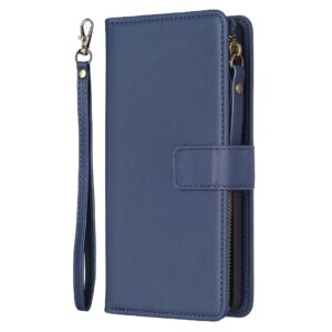Xiaomi Redmi Note 13 Pro Plus 5G Θήκη Βιβλίο Μπλε Card Slots Zipper Wallet Flip Phone Case Blue