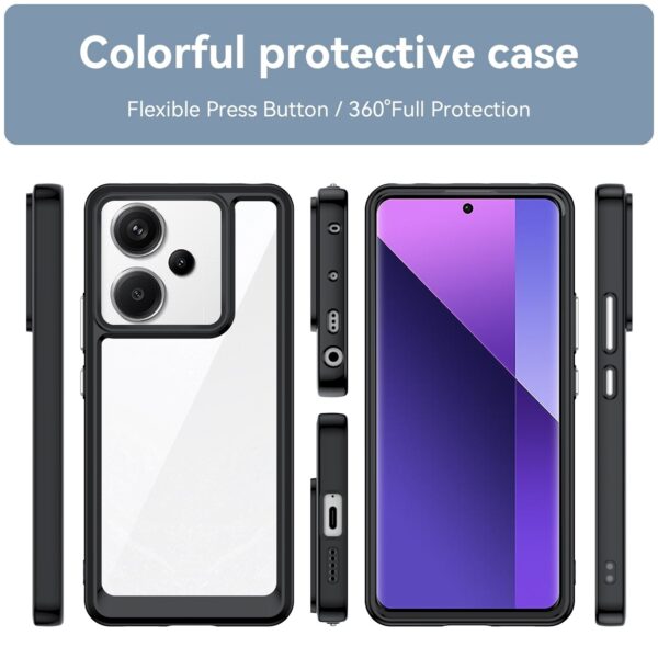 Xiaomi Redmi Note 13 Pro Plus 5G Θήκη Διάφανη - Μαύρη Colorful Series Acrylic + TPU Phone Case Black