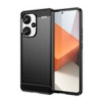Xiaomi Redmi Note 13 Pro Plus 5G Θήκη Σιλικόνης Μα΄ύρη Brushed Texture Carbon Fiber TPU Phone Case Black