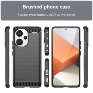 Xiaomi Redmi Note 13 Pro Plus 5G Θήκη Σιλικόνης Μα΄ύρη Brushed Texture Carbon Fiber TPU Phone Case Black