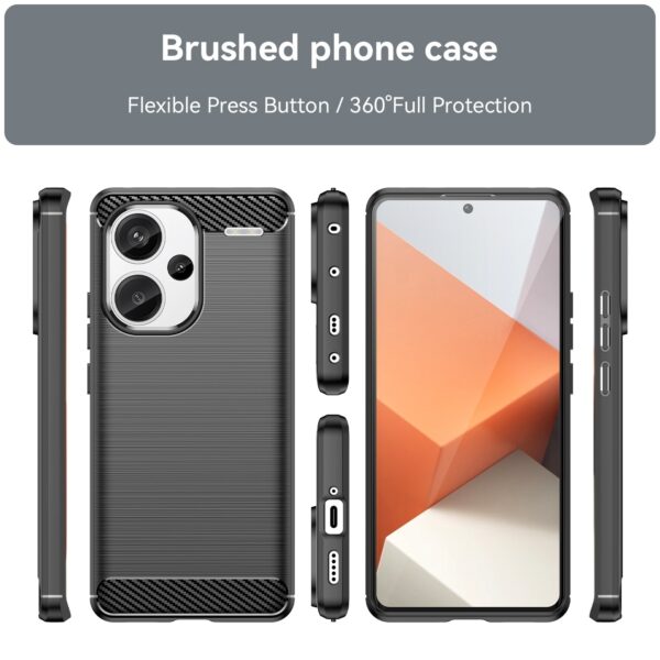 Xiaomi Redmi Note 13 Pro Plus 5G Θήκη Σιλικόνης Μα΄ύρη Brushed Texture Carbon Fiber TPU Phone Case Black