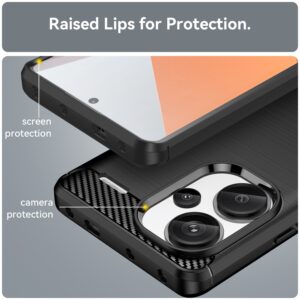 Xiaomi Redmi Note 13 Pro Plus 5G Θήκη Σιλικόνης Μα΄ύρη Brushed Texture Carbon Fiber TPU Phone Case Black