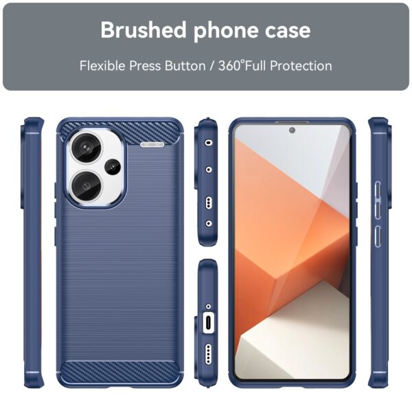 Xiaomi Redmi Note 13 Pro Plus 5G Θήκη Σιλικόνης Μπλε Brushed Texture Carbon Fiber TPU Phone Case Blue