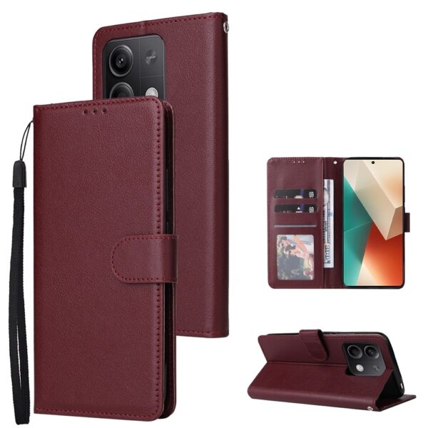 Xiaomi Redmi Note 13 5G Θήκη Βιβλίο Μπορντό Multifunctional Horizontal Flip Case with Three Card Slot Wine Red