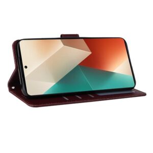Xiaomi Redmi Note 13 5G Θήκη Βιβλίο Μπορντό Multifunctional Horizontal Flip Case with Three Card Slot Wine Red