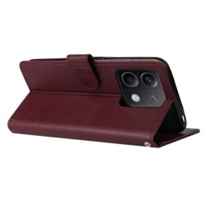 Xiaomi Redmi Note 13 5G Θήκη Βιβλίο Μπορντό Multifunctional Horizontal Flip Case with Three Card Slot Wine Red