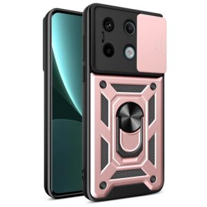 Xiaomi Redmi Note 13 Pro 5G / Poco X6 5G Θήκη Ροζ Χρυσό Με Σταντ Sliding Camera Cover Design TPU+PC Phone Case Rose Gold