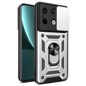 Xiaomi Redmi Note 13 Pro 5G Θήκη Ασημί Με Σταντ Sliding Camera Cover Design TPU+PC Phone Case Silver