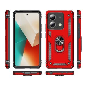 Xiaomi Redmi Note 13 5G Θήκη Κόκκινο Με Σταντ Shockproof TPU + PC Phone Case with Holder Red