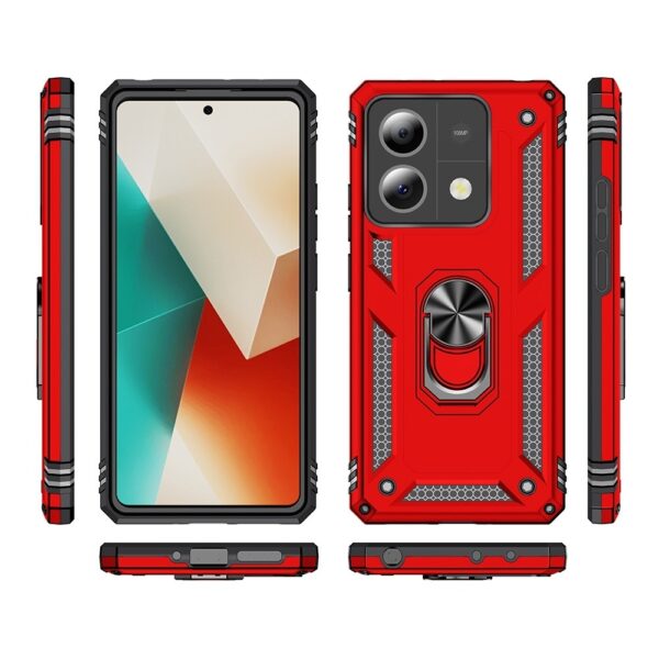 Xiaomi Redmi Note 13 5G Θήκη Κόκκινο Με Σταντ Shockproof TPU + PC Phone Case with Holder Red