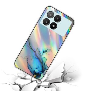 Xiaomi Poco X6 Pro 5G Θήκη Σιλικόνης Μάρμαρο Laser Marble Pattern Clear TPU Shockproof Protective Case Pink