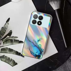 Xiaomi Poco X6 Pro 5G Θήκη Σιλικόνης Μάρμαρο Laser Marble Pattern Clear TPU Shockproof Protective Case Pink
