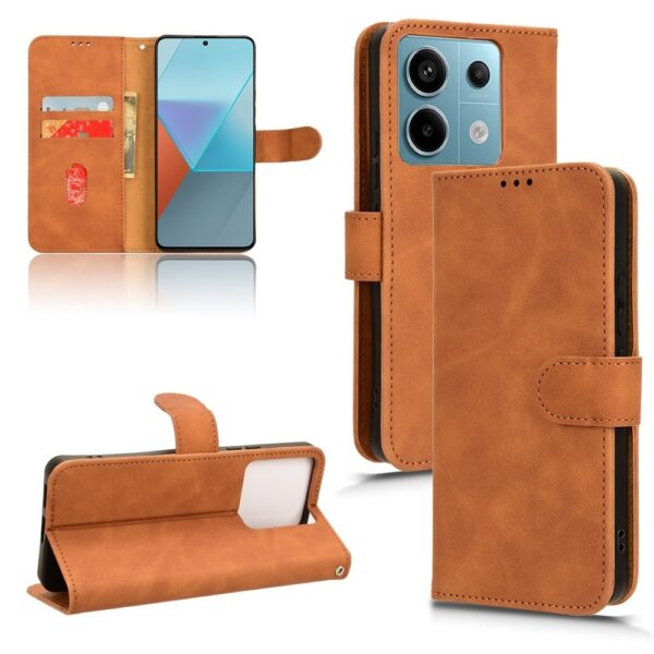 Xiaomi Redmi Note 13 Pro 5G / Poco X6 5G Θήκη Βιβλίο Καφέ Skin Feel Magnetic Flip Phone Case Brown