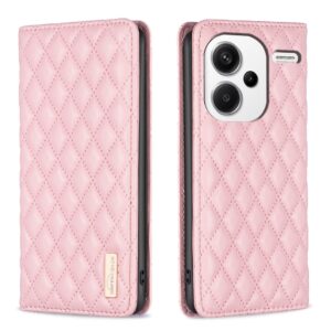 Xiaomi Redmi Note 13 Pro Plus 5G Θήκη Βιβλίο Ροζ Diamond Lattice Magnetic Flip Phone Case Pink