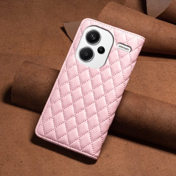 Xiaomi Redmi Note 13 Pro Plus 5G Θήκη Βιβλίο Ροζ Diamond Lattice Magnetic Flip Phone Case Pink