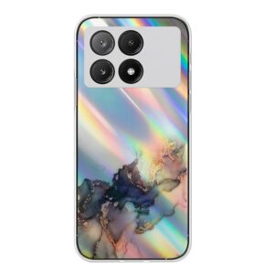 Xiaomi Poco X6 Pro 5G Θήκη Σιλικόνης Μάρμαρο Laser Marble Pattern Clear TPU Shockproof Protective Case Black