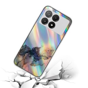 Xiaomi Poco X6 Pro 5G Θήκη Σιλικόνης Μάρμαρο Laser Marble Pattern Clear TPU Shockproof Protective Case Black