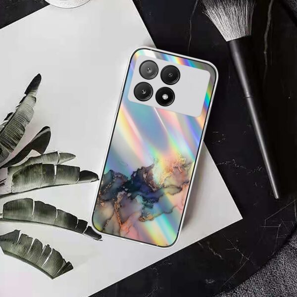 Xiaomi Poco X6 Pro 5G Θήκη Σιλικόνης Μάρμαρο Laser Marble Pattern Clear TPU Shockproof Protective Case Black