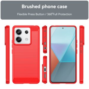 Xiaomi Redmi Note 13 Pro 5G / Poco X6 5G Θήκη Σιλικόνης Κόκκινη Brushed Texture Carbon Fiber TPU Phone Case Red