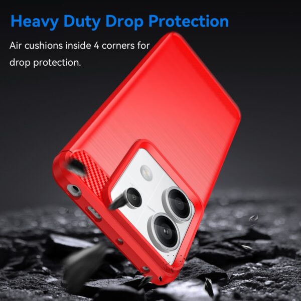 Xiaomi Redmi Note 13 Pro 5G / Poco X6 5G Θήκη Σιλικόνης Κόκκινη Brushed Texture Carbon Fiber TPU Phone Case Red
