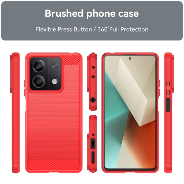 Xiaomi Redmi Note 13 5G Θήκη Σιλικόνης Κόκκινη Brushed Texture Carbon Fiber TPU Phone Case Red