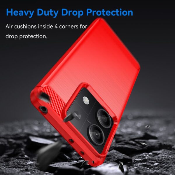 Xiaomi Redmi Note 13 5G Θήκη Σιλικόνης Κόκκινη Brushed Texture Carbon Fiber TPU Phone Case Red