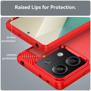 Xiaomi Redmi Note 13 5G Θήκη Σιλικόνης Κόκκινη Brushed Texture Carbon Fiber TPU Phone Case Red