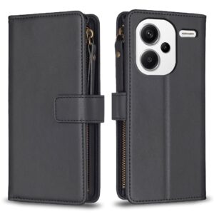 Xiaomi Redmi Note 13 Pro Plus 5G Θήκη Βιβλίο Μαύρο Card Slots Zipper Wallet Flip Phone Case Black
