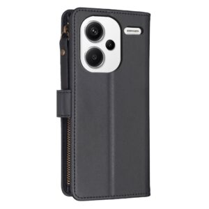 Xiaomi Redmi Note 13 Pro Plus 5G Θήκη Βιβλίο Μαύρο Card Slots Zipper Wallet Flip Phone Case Black