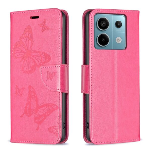 Xiaomi Redmi Note 13 Pro 5G / Poco X6 5G Θήκη Βιβλίο Φο΄ύξια Two Butterflies Embossing Phone Case Rose Red