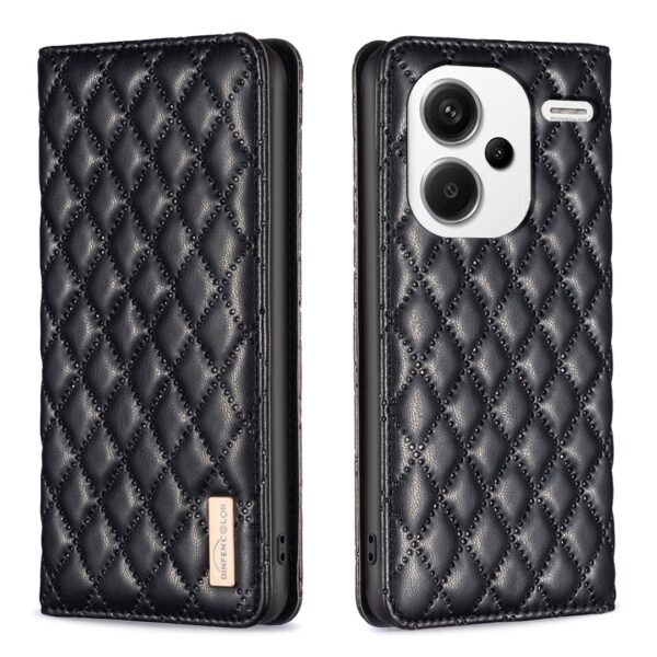 Xiaomi Redmi Note 13 Pro Plus 5G Θήκη Βιβλίο Μαύρο Diamond Lattice Magnetic Flip Phone Case Black