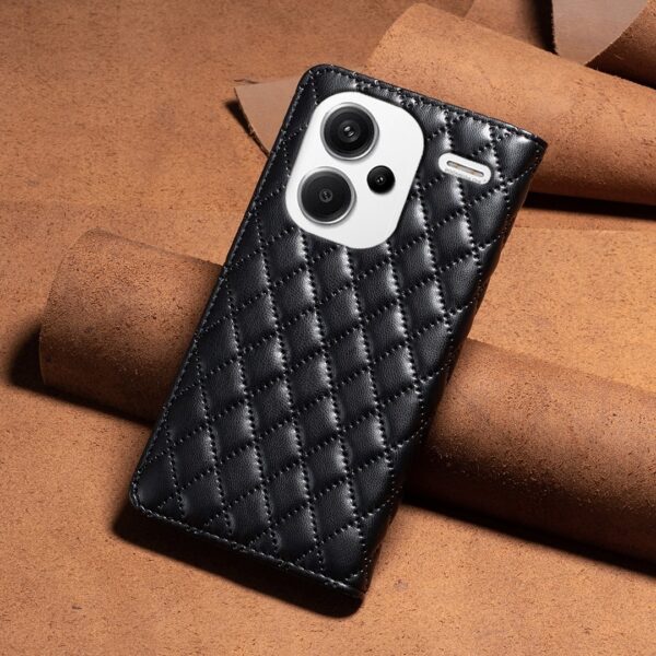 Xiaomi Redmi Note 13 Pro Plus 5G Θήκη Βιβλίο Μαύρο Diamond Lattice Magnetic Flip Phone Case Black