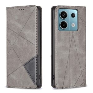 Xiaomi Redmi Note 13 Pro 5G / Poco X6 5G Θήκη Βιβλίο Γκρι Magnetic Buckle Rhombus Texture Phone Case Grey