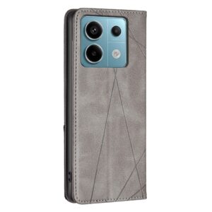 Xiaomi Redmi Note 13 Pro 5G / Poco X6 5G Θήκη Βιβλίο Γκρι Magnetic Buckle Rhombus Texture Phone Case Grey