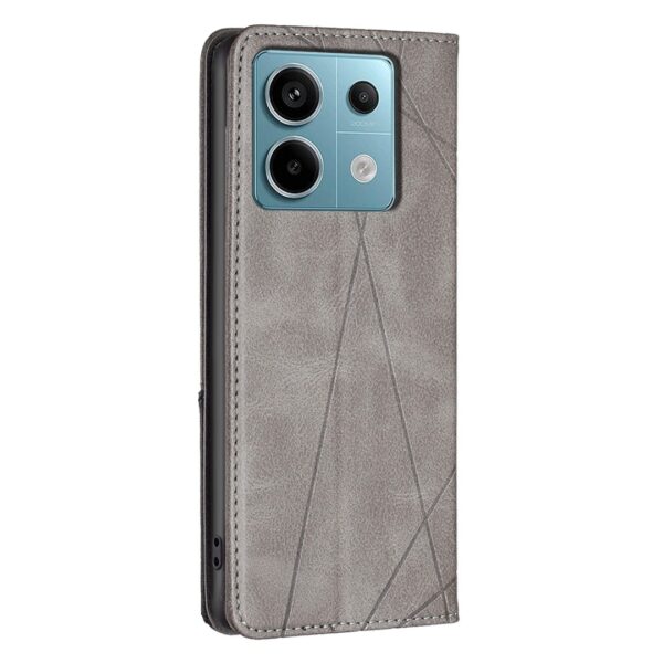 Xiaomi Redmi Note 13 Pro 5G / Poco X6 5G Θήκη Βιβλίο Γκρι Magnetic Buckle Rhombus Texture Phone Case Grey