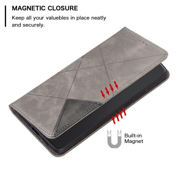 Xiaomi Redmi Note 13 Pro 5G / Poco X6 5G Θήκη Βιβλίο Γκρι Magnetic Buckle Rhombus Texture Phone Case Grey