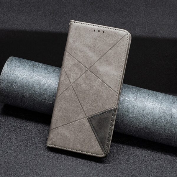 Xiaomi Redmi Note 13 Pro 5G / Poco X6 5G Θήκη Βιβλίο Γκρι Magnetic Buckle Rhombus Texture Phone Case Grey