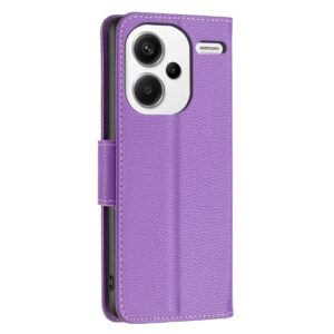Xiaomi Redmi Note 13 Pro Plus 5G Θήκη Βιβλίο Μωβ Litchi Texture Pure Color Phone Case Purple