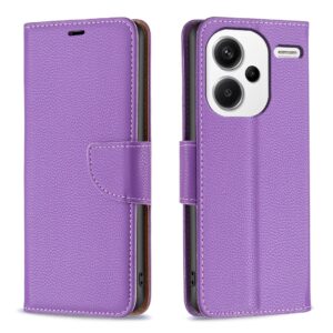 Xiaomi Redmi Note 13 Pro Plus 5G Θήκη Βιβλίο Μωβ Litchi Texture Pure Color Phone Case Purple