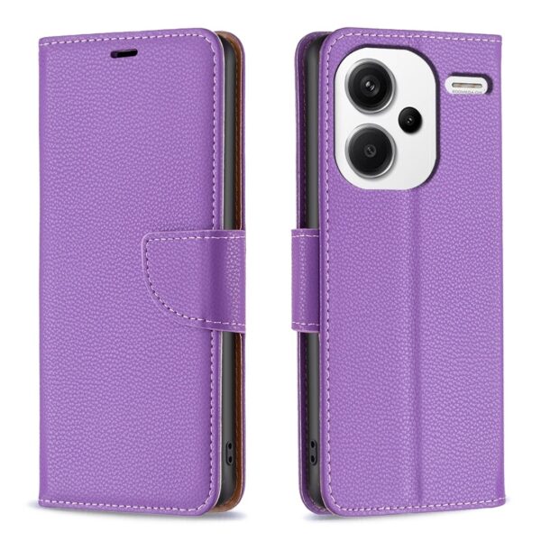 Xiaomi Redmi Note 13 Pro Plus 5G Θήκη Βιβλίο Μωβ Litchi Texture Pure Color Phone Case Purple