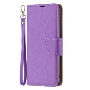 Xiaomi Redmi Note 13 Pro Plus 5G Θήκη Βιβλίο Μωβ Litchi Texture Pure Color Phone Case Purple
