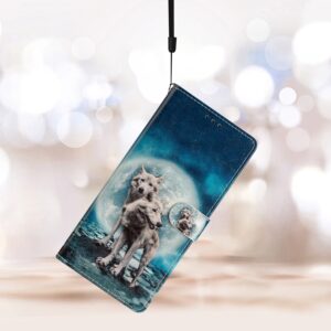 TCL 40 SE Θήκη Βιβλίο Colored Drawing Pattern Phone Case Twin Wolves