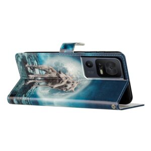 TCL 40 SE Θήκη Βιβλίο Colored Drawing Pattern Phone Case Twin Wolves