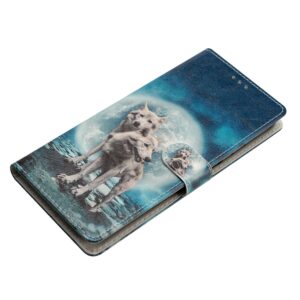 TCL 40 SE Θήκη Βιβλίο Colored Drawing Pattern Phone Case Twin Wolves