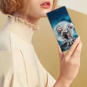 TCL 40 SE Θήκη Βιβλίο Colored Drawing Pattern Phone Case Twin Wolves