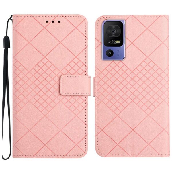 TCL 40 SE Θήκη Βιβλίο Ροζ Rhombic Grid Texture Phone Case Pink